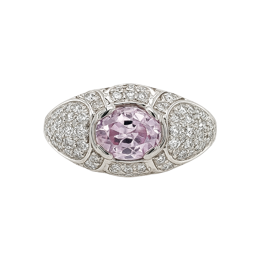 Pink Round-Cut White Gold Ring
