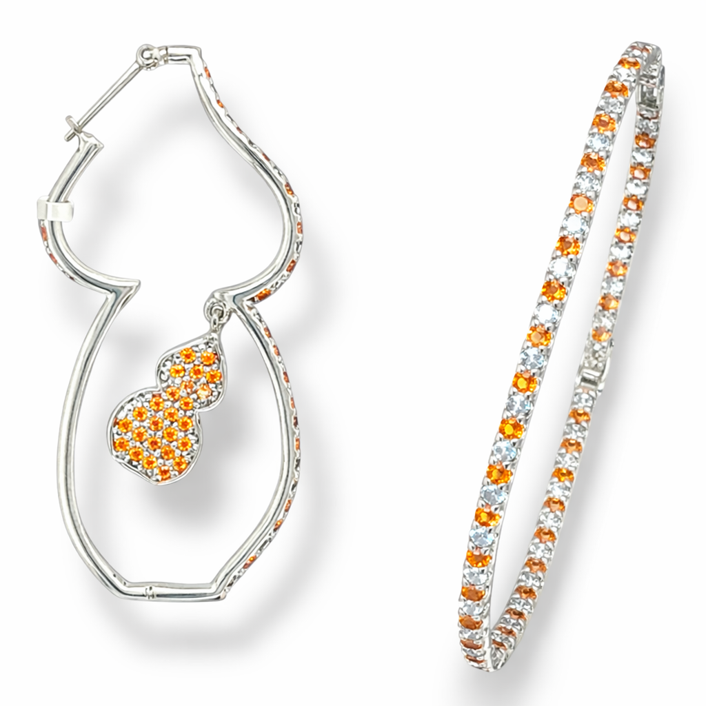 Golden Ember Hoops White Gold Earring