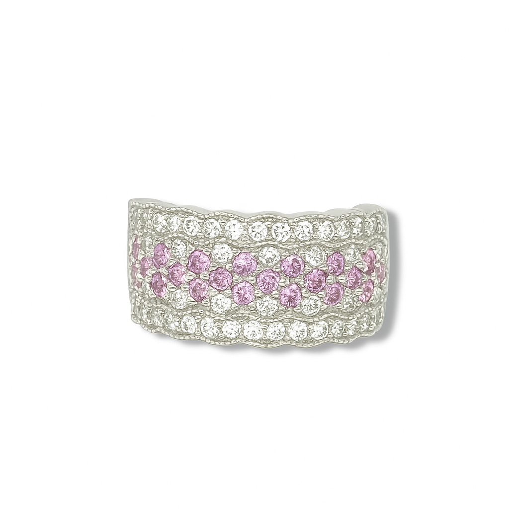 Three-Row Pave White Gold Ring