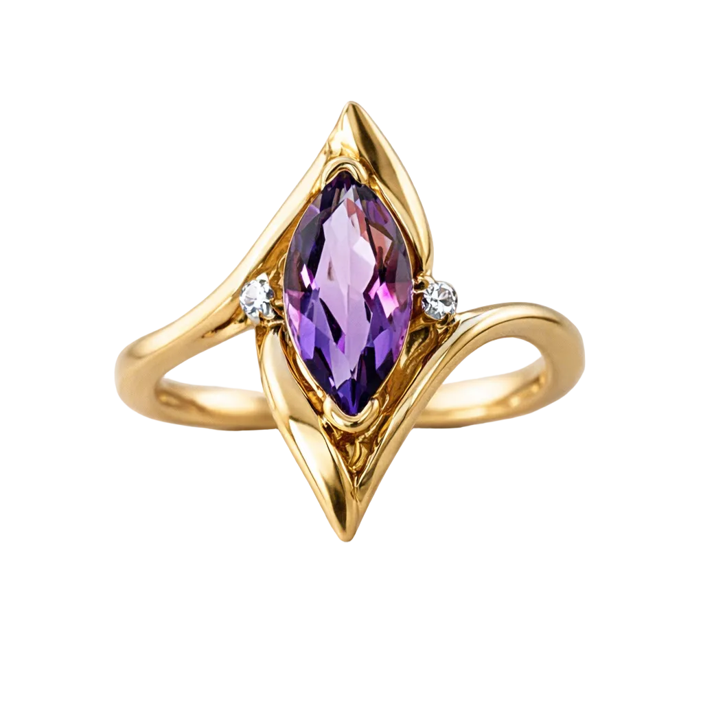 Amethyst Flame Birthstone Gold Ring