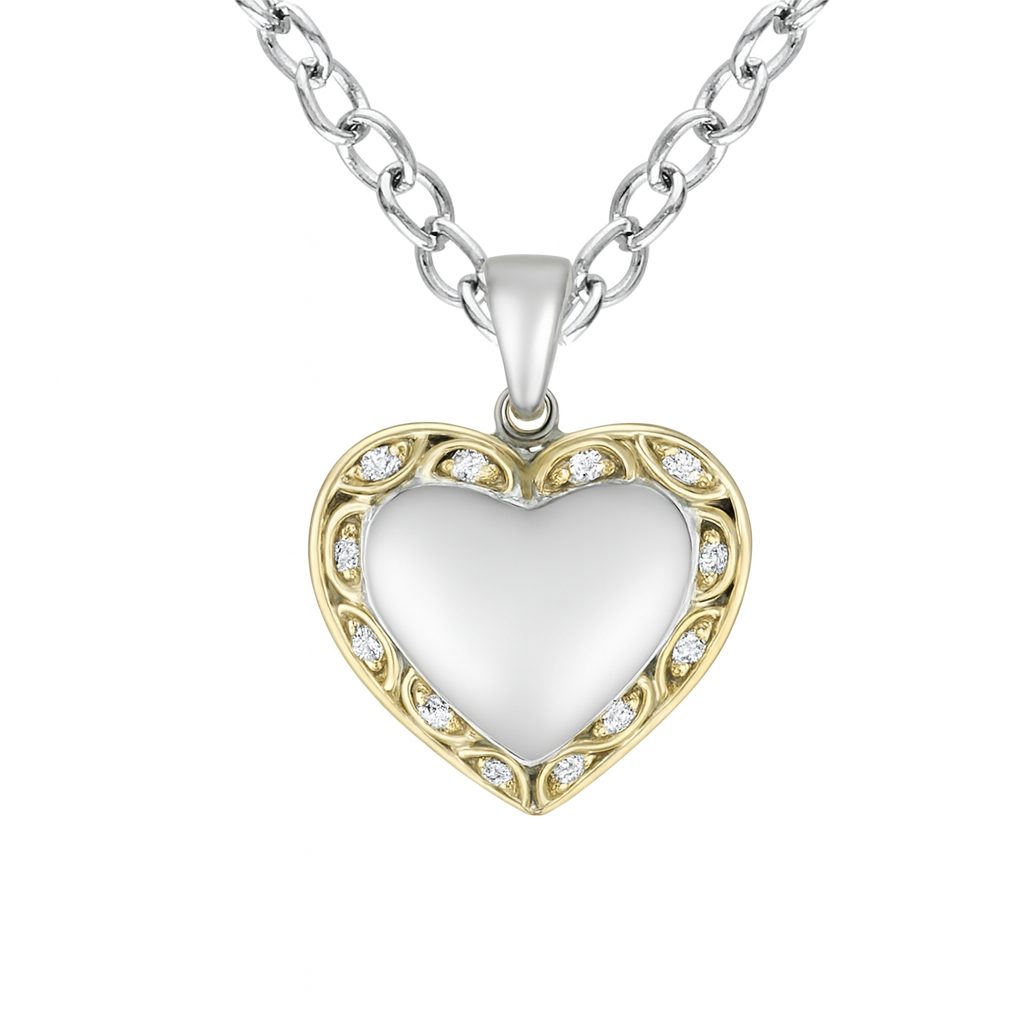 Heart-Style Round-Cut Gemstones Two Tone Gold