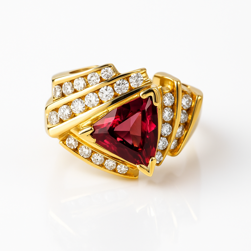 Triangular Tourmaline Gold Ring