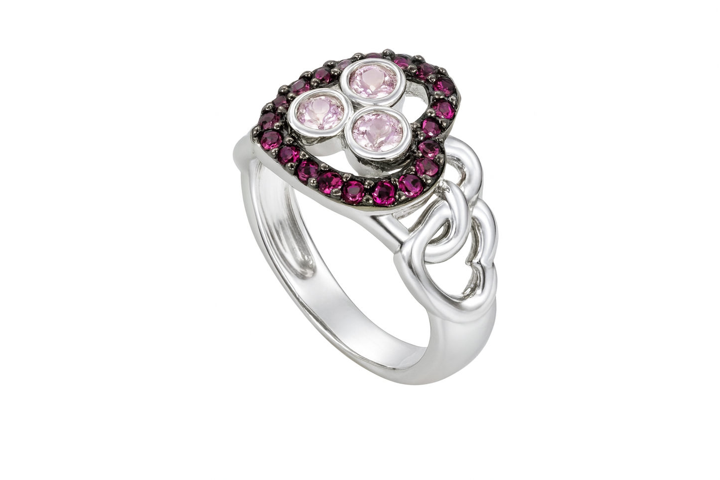 Heart-Style Design Round-Cut Birthstone Ring