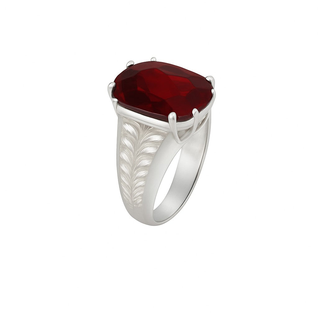 Garnet Emerald-Cut Birthstone Gold Ring