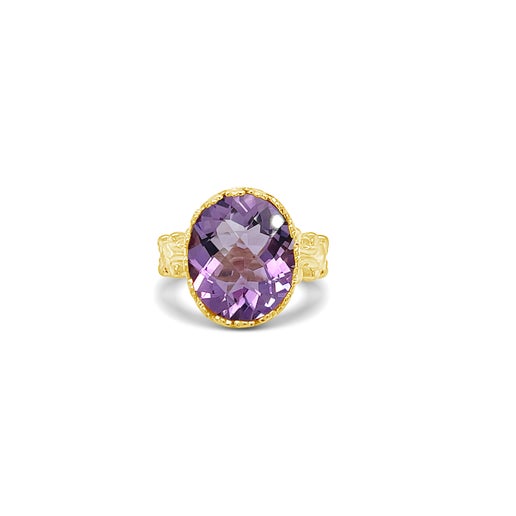 Celestial Fusion Gold Diamonds Amethyst Birthstone Ring