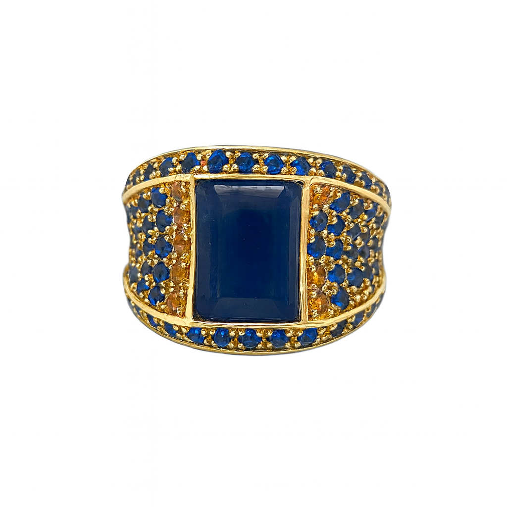 Blue Sapphire Gemstone Birthstone Gold Ring