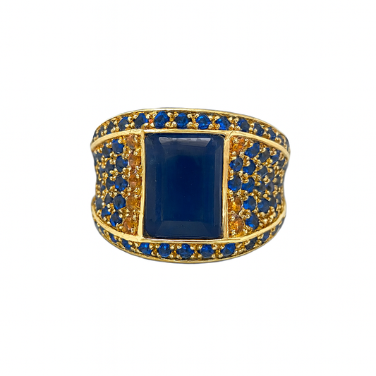 Blue Sapphire Gemstone Birthstone Gold Ring