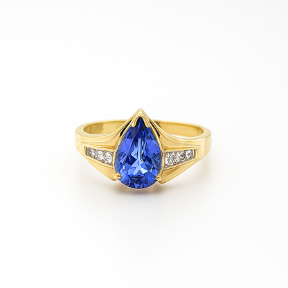 Tanzanite Pear-Cut Yellow Gold Ring