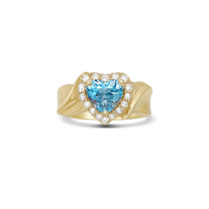 Brilliant Heart Shaped Topaz Birthstone Ring