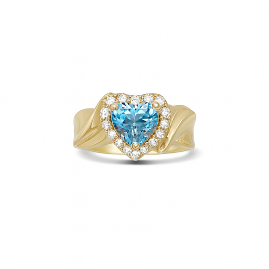 Brilliant Heart Shaped Topaz Birthstone Ring
