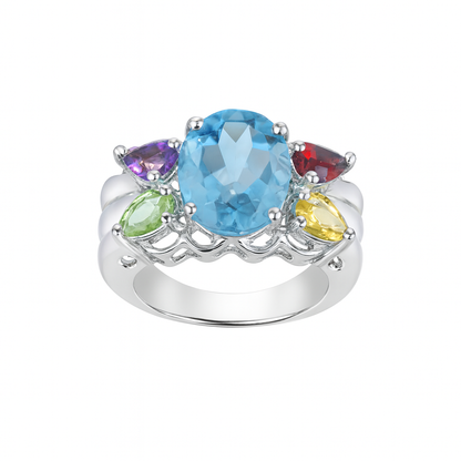 Multicolor Topaz Birthstone Gold Ring