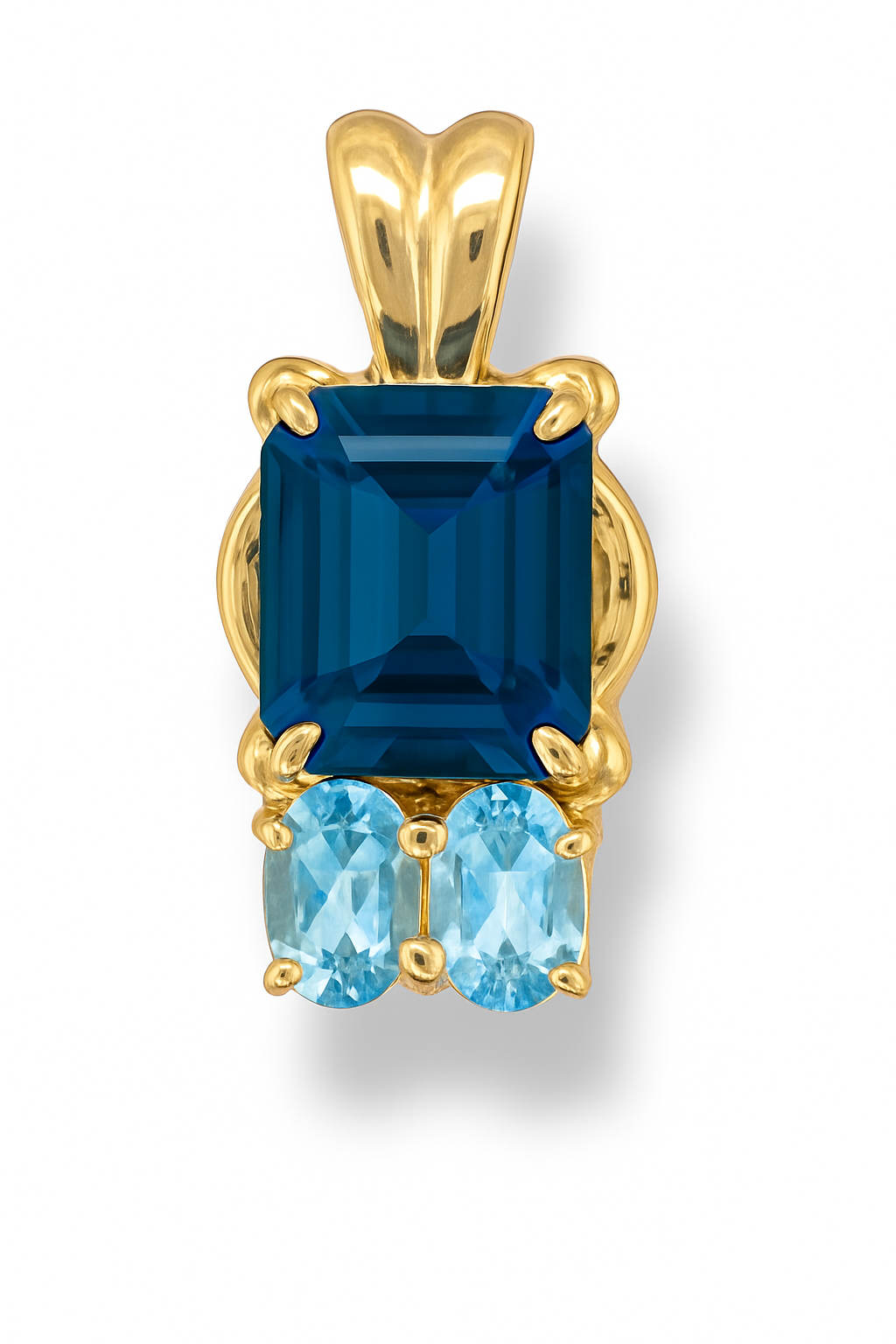 Blue Emerald-Cut Yellow Gold Pendant