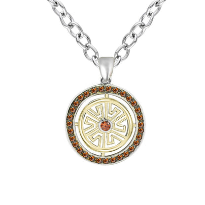 Golden Radiance Medallion Pendant with Amber Accents