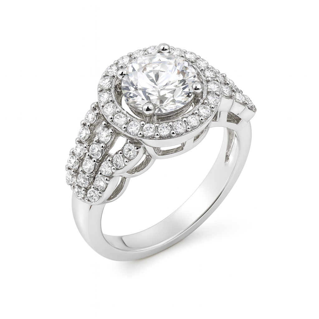 Round Brilliant-Cut Diamond Engagement Ring