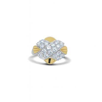 Multiple Brilliant Round-Cut Gemstones White Gold Ring