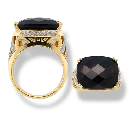 Garnet Cushion-Cut Birthstone Gold Ring