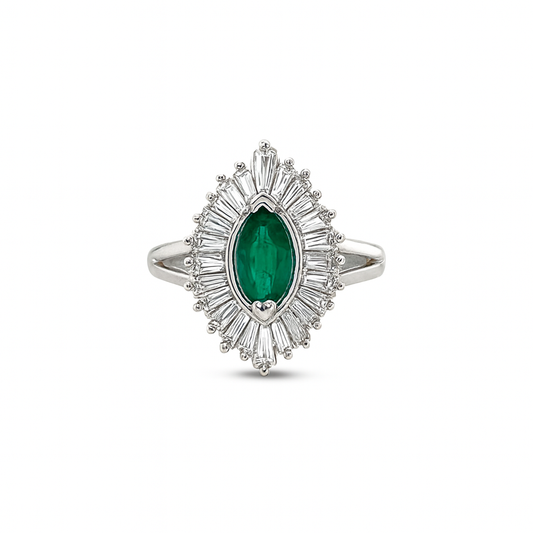 Emerald Marquise-Cut Birthstone Ring