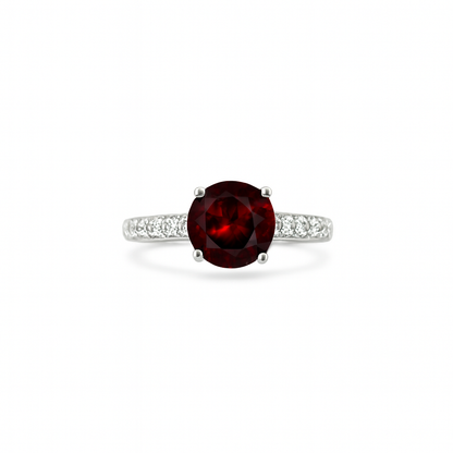 Garnet Round Cut Birthstone Gold Ring