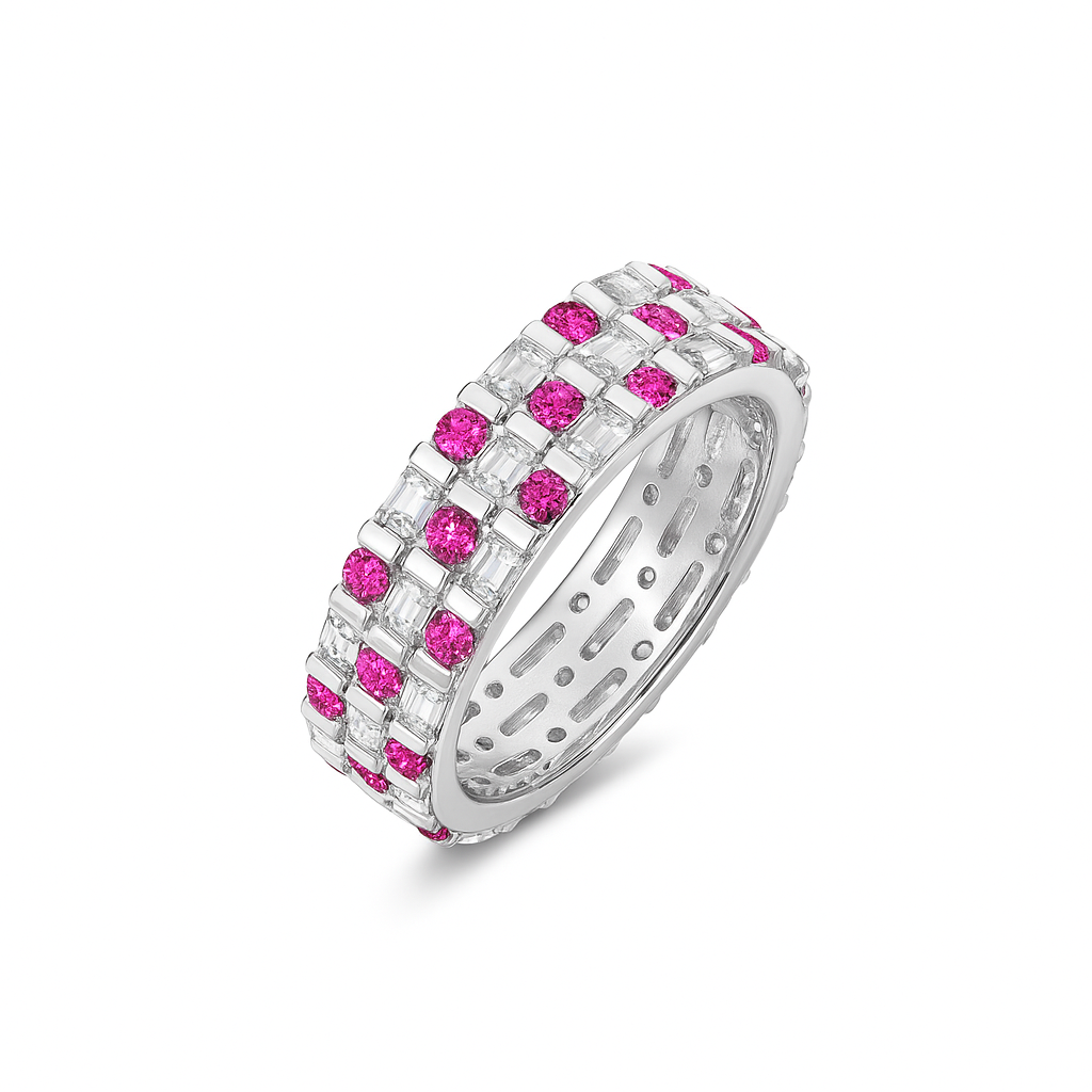 Pink Sapphires White Gold Ring