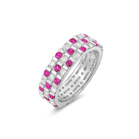 Pink Sapphires White Gold Ring