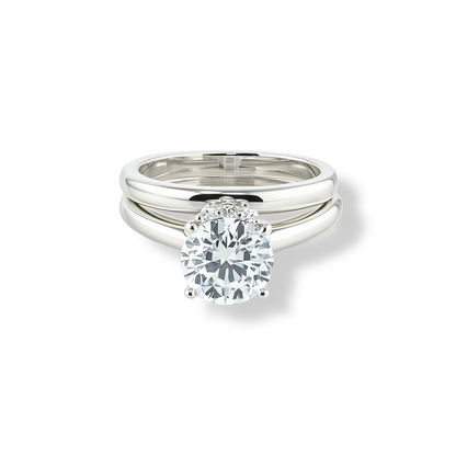Cathedral Style Brilliant Round-Cut White Gold Ring