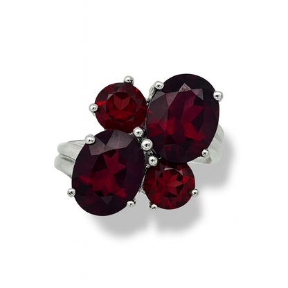 Garnet Cocktail Birthstone Gold Ring