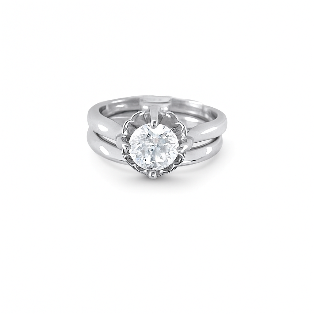 Brilliant Round-Cut White Gold Ring