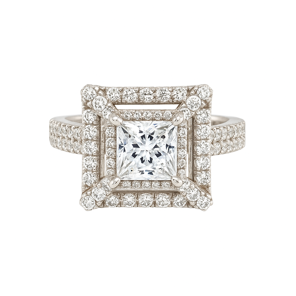 Stunning Square-Shaped Halo Engagement Ring