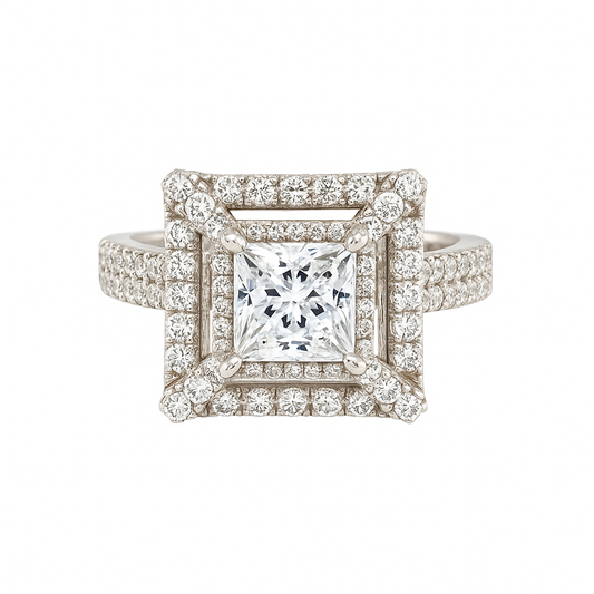 Stunning Square-Shaped Halo Engagement Ring