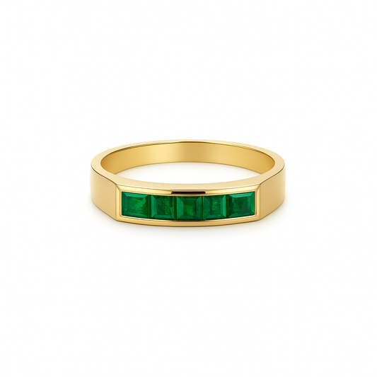 Emeralds Square-Cut Yellow Gold Ring