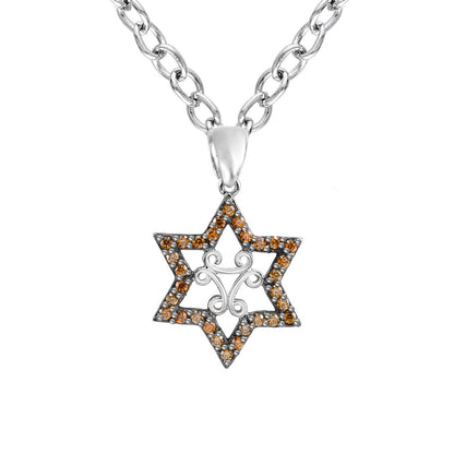 Amber Glow Star of David Diamond Pendant