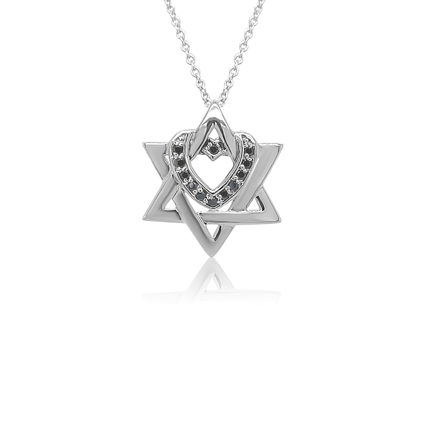 Midnight Faith Star of David Heart Pendant