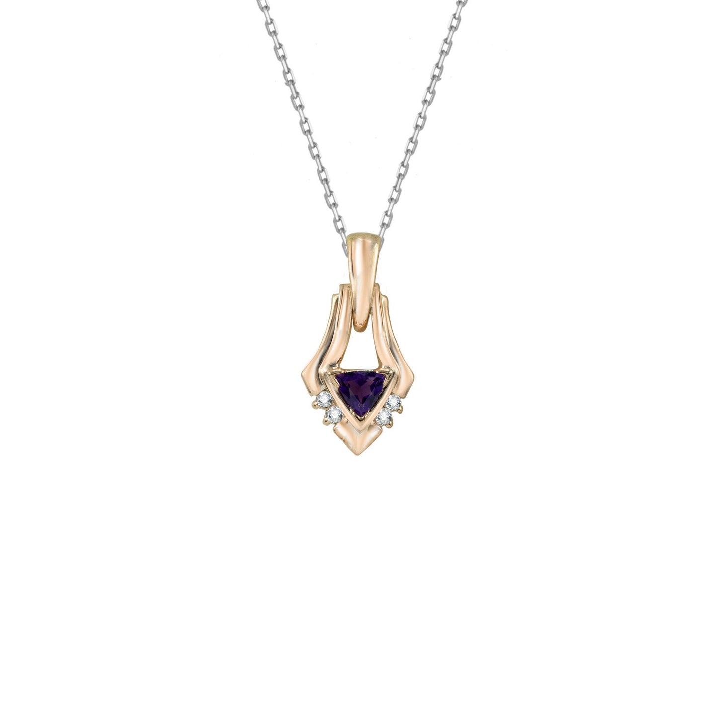 Trillion Amethyst Diamond Accent Pendant