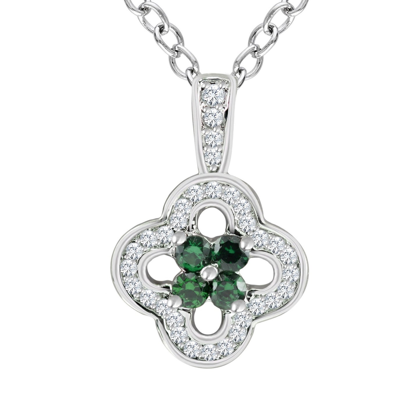 Emerald Clover Diamond Pendant