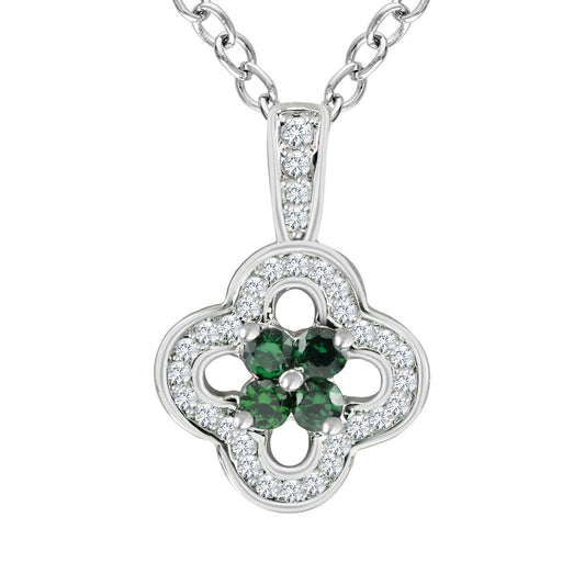 Emerald Clover Diamond Pendant