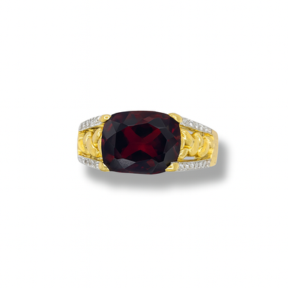 Garnet Cushion-Cut Birthstone Gold Ring