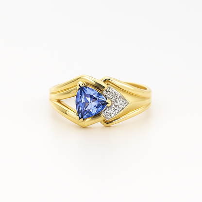 Tanzanite Trilliant-Cut Yellow Gold Ring