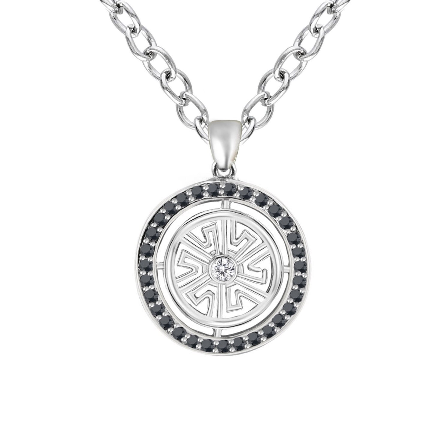 Midnight Compass Diamond Medallion Pendant