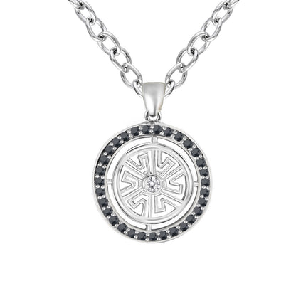 Midnight Compass Diamond Medallion Pendant