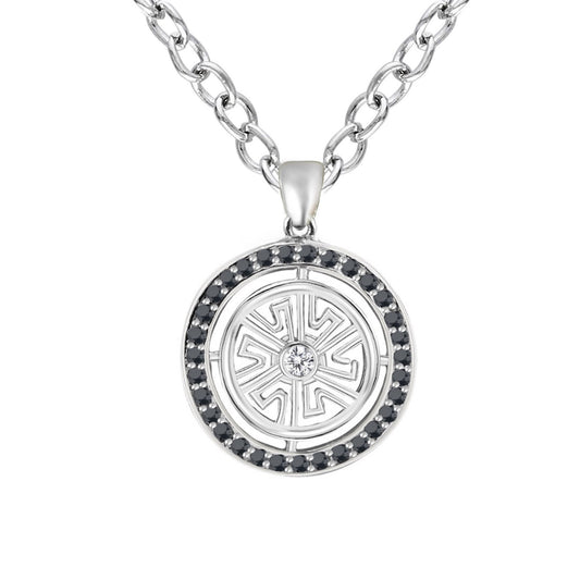 Midnight Compass Diamond Medallion Pendant
