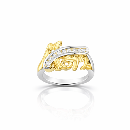 Unity Curve Two Tone Mom Gold Ring
