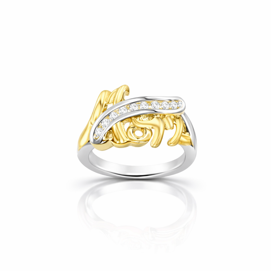 Unity Curve Two Tone Mom Gold Ring