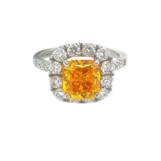 Cushion-Cut Yellow-Orange Engagement Ring