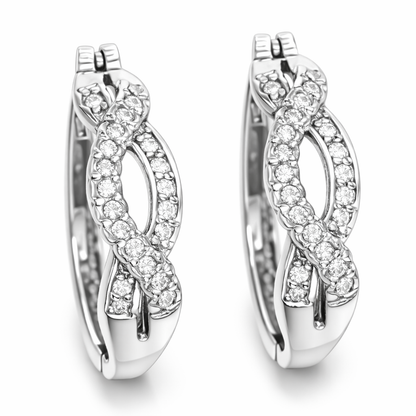 Eternal Twist Diamond Hoops White Gold Earrings