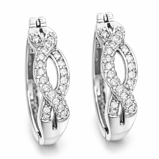 Eternal Twist Diamond Hoops White Gold Earrings