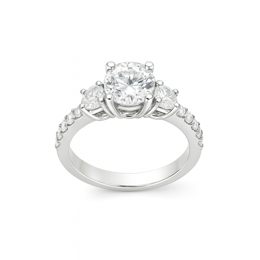 Classic and Elegant Three-Stone Diamond Engagement Ring