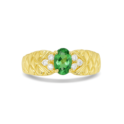 Emerald Oval-Cut Yellow Gold Ring