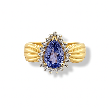 Tanzanite Pear-Cut Yellow Gold Ring