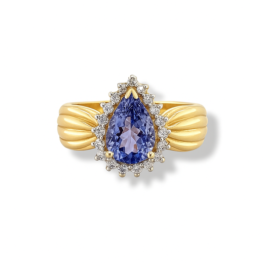 Tanzanite Pear-Cut Yellow Gold Ring