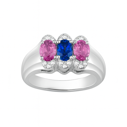 Three Oval-Cut White Gold Ring